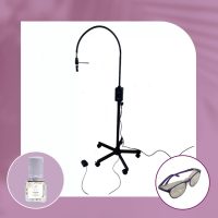   Lampa LED UV OrgaMo Chance + OrgaMo Ochelari de protecție profesionali cu filtru UV + UV adeziv "NEXT" pentru extensii gene